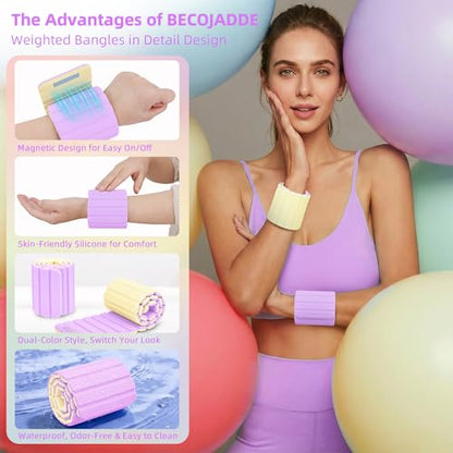 BECOJADDE Wrist Weights Ankle Weight for Women 1 Pair (1.1 lb/2.2 lb Each) - color: Yellow Lavender, size: 4.4 Lb Pair (2.2 Lb Each)