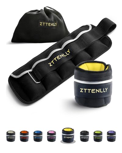Adjustable Ankle Weights 1-5/10/15/20LBS Pair with Carry Bag - Breathable Fabrics, Reflective Trim - Strength Training Leg Wrist Arm Ankle Walking Weights Sets for Women Men Kids - color: Bright Yellow, size: 10 lbs Pair (5 lbs Each)