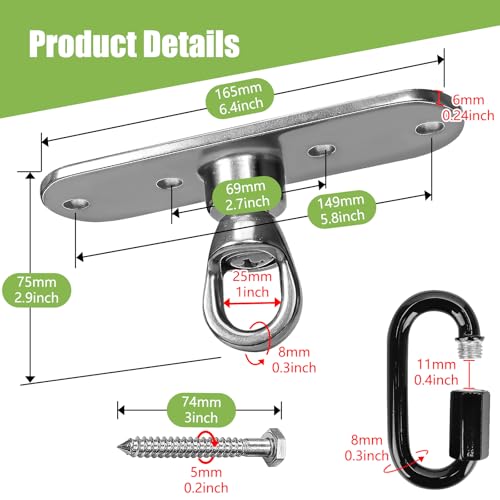 Swing Hanger Heavy Duty Punching Bag Hanger Ceiling Mount with Bearing 900 LB Capacity Heavy Bag Hanger Stainless Steel Swing Hardware for Indoor Hanging Chair Outdoor Swing Set - size: Size 5
