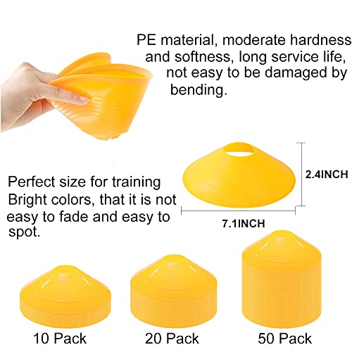 10/20/50 Pcs Agility Soccer Cones Portable Football Training Disc Cones Sports Cones for Drills, Field, Workout
