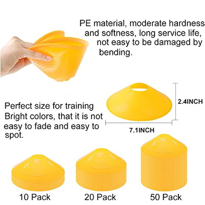 10/20/50 Pcs Agility Soccer Cones Portable Football Training Disc Cones Sports Cones for Drills, Field, Workout