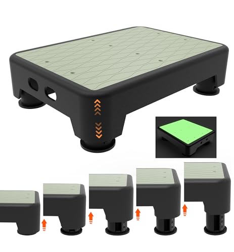 5-Level Adjustable Step Stool, Noctilucent Bedside Step, 700 LBS Capacity Safety Step Platform, Indoor Foot Stool for Seniors and Kids, Wide Step Stools Elderly Assistance at Night - color: Noctilucent Mat+black Step