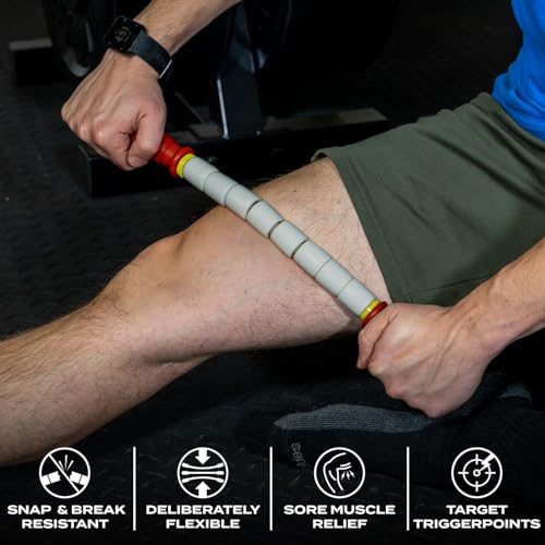 Massage Stick 18" Flexible Handheld Spindle Massage Roller (Will Contour to Any Muscle) - Full Body Muscle Recovery & Myofascial Release (Medium - 18" Massage Stick) - color: 18" Massage Pin (Medium)