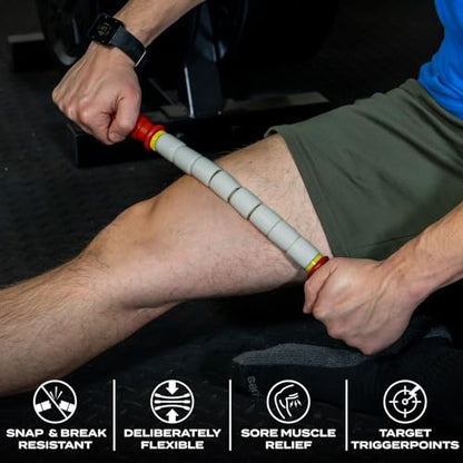 Massage Stick 18" Flexible Handheld Spindle Massage Roller (Will Contour to Any Muscle) - Full Body Muscle Recovery & Myofascial Release (Medium - 18" Massage Stick) - color: 18" Massage Pin (Medium)