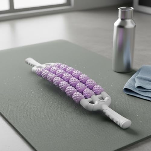 kowaku Bendable 3D Protruding Points 3-Row Spiky Roller Material Handheld Back for Athletes, Gym, Blue