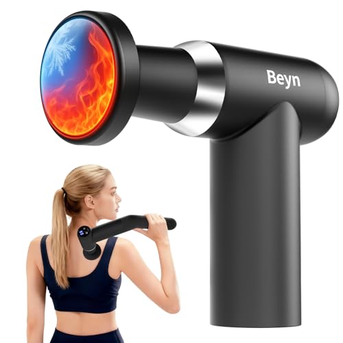 Hot and Cold Fascia Gun - Deep Tissue Massage Gun, Used for Relieving Pain in The Back/Muscles of The Neck/Body, with 6 Massage Heads, LCD Display, Detachable Extended Handle