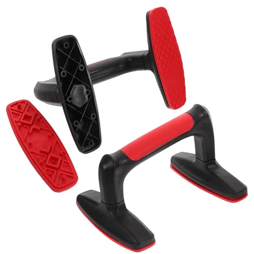 2pcs Red Plastic Push up Bars with Non-slip Floor Grips, Ergonomic Calisthenic Training Handles for Home Gym Strength Workout Equipment for Men and Women