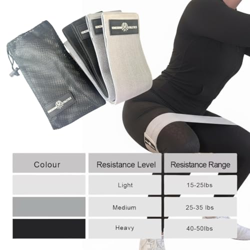 Fabric Resistance Bands for Women, Non-Slip Booty Bands and Glute Bands for Legs and Butt Workouts, Set of 3 Hip Circle Bands with Carry Bag