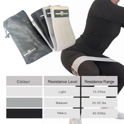 Fabric Resistance Bands for Women, Non-Slip Booty Bands and Glute Bands for Legs and Butt Workouts, Set of 3 Hip Circle Bands with Carry Bag