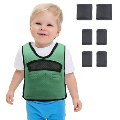 Weighted Vest for Kids Including 6 Removable Weight, (X-Small, Ages 1 to 3) - color: Green, size: Extra Small