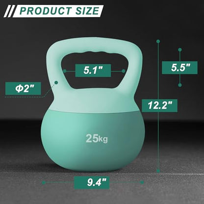 DlandHome Kettlebell Weights Strength Training Kettlebell-Great for Full Body Workout and Strength Training,Easy Grip Handle,PVC Filled with Iron Sand - color: Mint Green-25lbs
