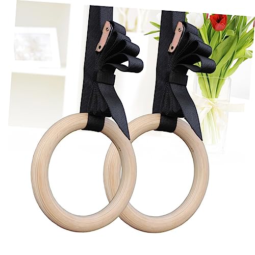 KICHOUSE Adjustable Wooden Gymnastic Straps for Full Body Strength Training Fitness for Core Workouts and Exercises