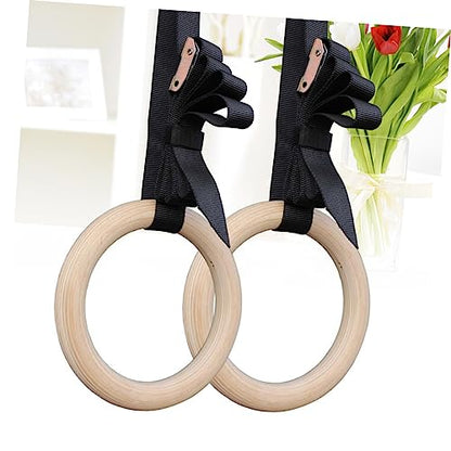 KICHOUSE Adjustable Wooden Gymnastic Straps for Full Body Strength Training Fitness for Core Workouts and Exercises