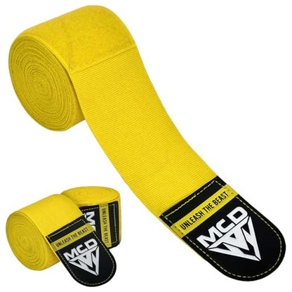MCD Boxing Wraps for Men & Women 4.5m/180” Boxing Hand Wraps for Bᴏxing Gloves with Thumb Loop Muay Thai Hand Wrаps Semi-Elastic Wrist Wrаps Bᴏxing Wrap for MMA, Muay Thai & Martial Arts Training - color: Yellow