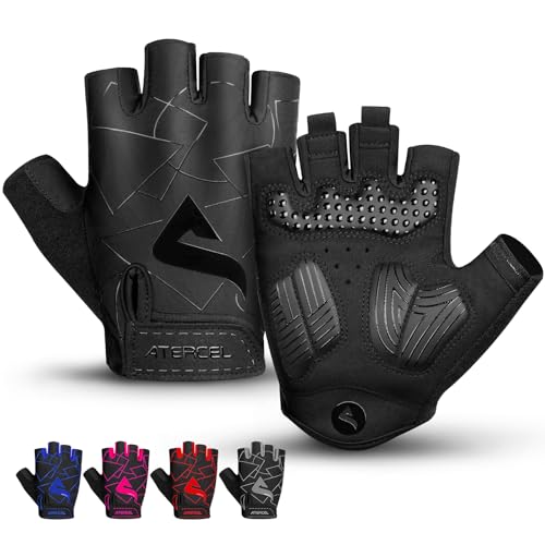 ATERCEL Cycling Gloves, Bike Gloves for Men Women, Bicycle Glove for Cycling, Workout, Gym, Training, Weight Lifting Outdoor, Mountain Bike, and Riding - color: Black, size: Large