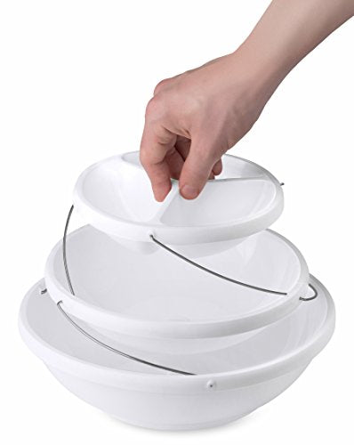 Masirs 3-Tier Collapsible Bowl: Decorative Design Folds for Minimal Storage. Ideal for Serving Snacks, Salad, and Fruit. Top Bowl Divided into Three Sections. - size: 11.1", style: Party Bowl