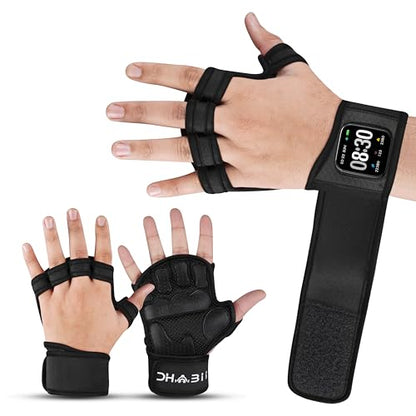 Workout Gloves for Men & Women, Smartwatch Compatible Ventilated Gym Gloves with Wrist Wrap Support, Breathable Weight Lifting Gloves for Fitness, Training & Cycling with Excellent Grip