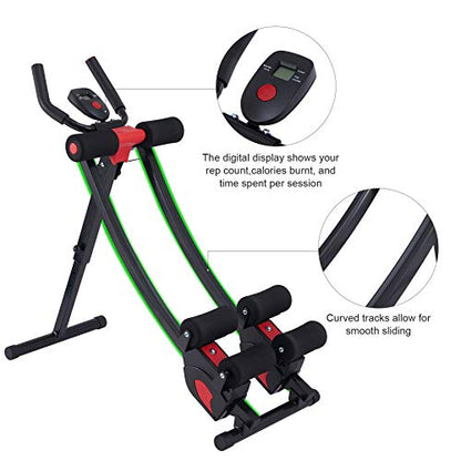 ZELUS Ab Machine for Home Gym, Core Strength Training Equipment for Home Fitness, Ab Crunch Coaster with 4 Intensities and Digital Display, Foldable Core Trainer for Abdominal - style: Ab Crunch