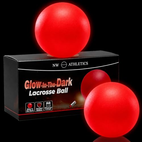 Glow in the Dark Lacrosse Ball | Official Size & Weight | 2 Pack | Night Practice & Training - color: Red