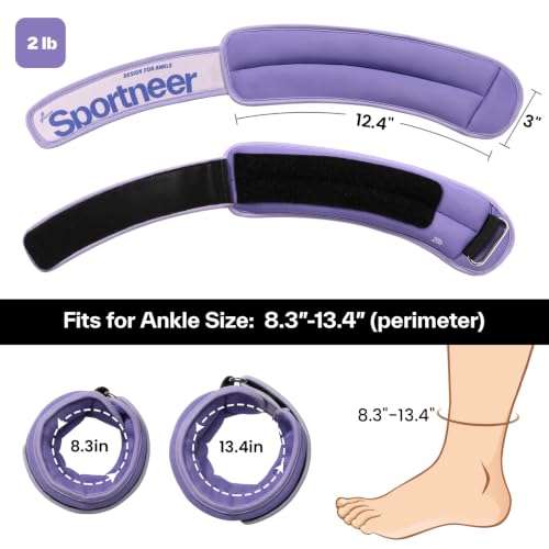Sportneer Ankle Weights 0.5/1/2/3/5 LBS 1 Pair Wrist Leg Arm Weights - color: Purple, size: 2 lb x 2
