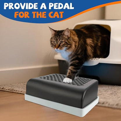 Cat Litter Box Step, Double-Layer Easy-to-Clean Cat Ramp for Litter Box, Wooden Non-Slip Platform for Trapping Litter, Design for Clean Floors, Fits Covered & Open Litter Boxes