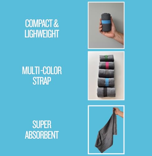 Gym Towel Pack (5) - Microfiber Workout Towels, Quick Dry, Odor Resistant, Lightweight & Compact for Gym, Yoga, Running.