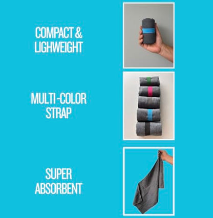 Gym Towel Pack (5) - Microfiber Workout Towels, Quick Dry, Odor Resistant, Lightweight & Compact for Gym, Yoga, Running.