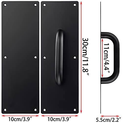 Sumnacon 1 Set 12 Inch Stainess Steel Door Handles - Sturdy Door Pull Push Plates with Screws,Solid Pull Push Handles for Home Office Public,Black - color: Black