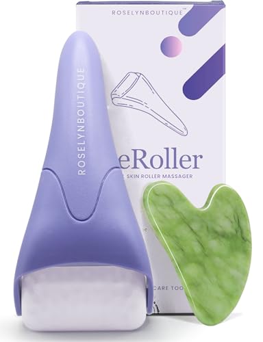 ROSELYNBOUTIQUE Ice Roller for Face & Gua Sha Facial Tools for Wrinkles Fine Lines Puffiness - Facial Massager Skin Care Tools Self Care Gifts for Men Women (Purple) - color: Purple