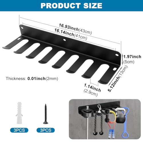Gym Equipment Storage Rack, Resistance Bands Storage Hanger, Multi-Purpose Home Gym Rack Organizer Wall Mount for Barbells Jump Ropes Lifting Belt Gym Accessories