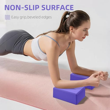 Large Foam Yoga Block 1 Pack, 9x6x4 Sturdy Pilates Block, Workout Block, Non Slip Surface Yoga Brick for Pilates Meditation, Stretching and Toning - color: Violet