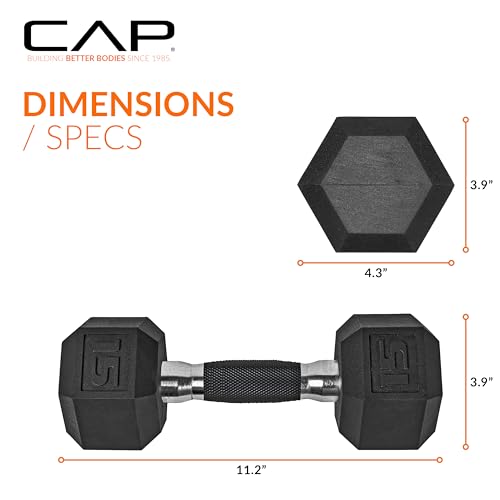 CAP 50 lbs Coated Dumbbell Set | Multiple Styles - color: Tinted Handles, style: 10LBx2, 15lbx2 Set