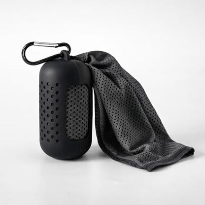Cooling Towel with Clip Case – Quick-Dry Neck Wrap for Sports, Beach Tote Bags, Gym, Travel & Outdoor Heat (Gray) - color: Gray