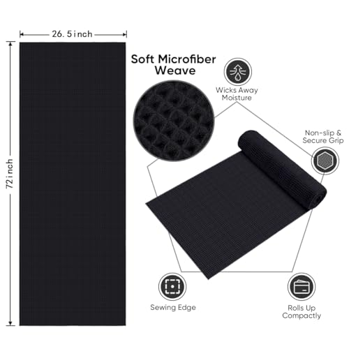 HOMEXCEL Hot Yoga Towels 2 Pack, (26.5" x 72") Non-Slip & Ultra-Absorbent Microfiber Yoga Mat Towels for Hot Yoga, Pilates, Exercise, Fitness, Bikram and Workout, Black - color: Black