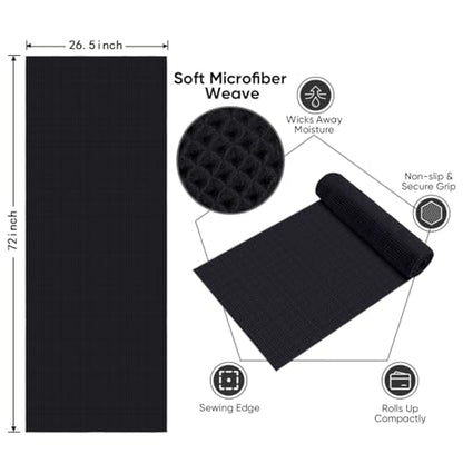 HOMEXCEL Hot Yoga Towels 2 Pack, (26.5" x 72") Non-Slip & Ultra-Absorbent Microfiber Yoga Mat Towels for Hot Yoga, Pilates, Exercise, Fitness, Bikram and Workout, Black - color: Black