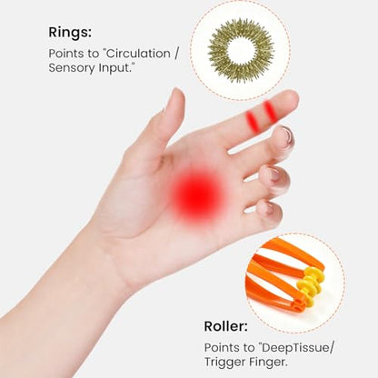 Finger Massager Roller for Arthritis-3 Pcs Hand Massager Roller for Arthritis and Carpal Tunnel,3 Pcs Acupressure Ring for Hands, Palm & Wrist & Thumb Massager