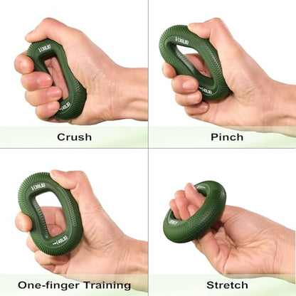 Grip Strength Trainer, Hand Gripper Strengthener 30-80 Lbs. Silicone Trainer Ring, Forearm Finger Hand Exerciser, Perfect for Muscle Training Rehabilitation Rock Climbing Athletes Workout Stress Relief. 3 Pack with 6 Different Resistance Levels.