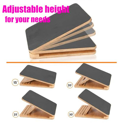 Foldable Calf Stretcher, Portable Wooden Slant Board for Calf Stretching Physical Therapy, Adjustable Foot Incline Board for Squat Stretch, Ankle Leg