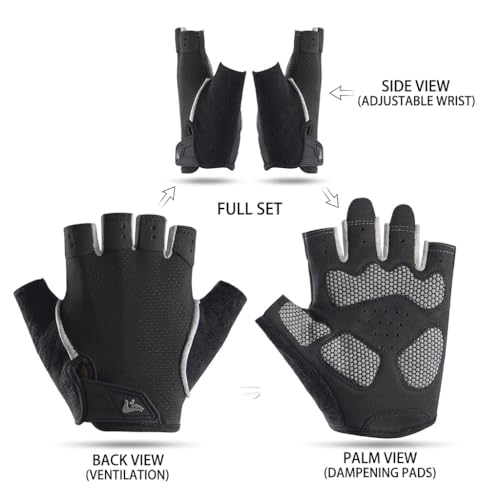 Utaly Men Women Breathable Half Finger Fitness Gloves - Prevents Calluses Gloves with Non-Slip Padding for Gym Workout - size: Medium