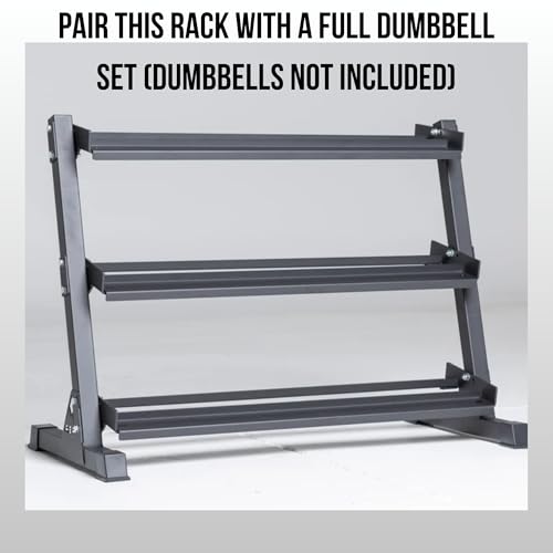 Rep Fitness Dumbbell Rack | 3-Tier Compact Holder | Fits Sets 5-50 lb | Weight Storage Stand | Rubber Hex Organizer | Free Weights Shelf | Heavy Duty Steel Frame | Gym Equipment for Home - color: black