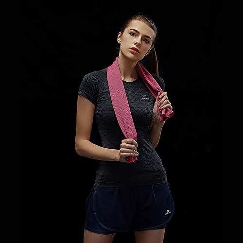 10 Pack Cooling Towels Bulk Microfiber Ice Towel Quick Dry Breathable Chilly Sweat Towel Stay Cool for Neck Face Yoga Gym Workout Running Pilates Beach with Carabin Bag, 40x12'', Rose - color: Rose Red
