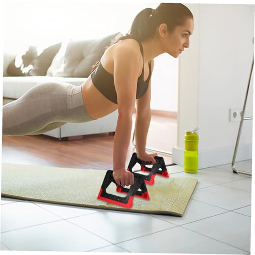 1 Pair Foldable Push-up Bars for Floor Fitness Equipment Portable Strength Training Handles for Home Workout (red)