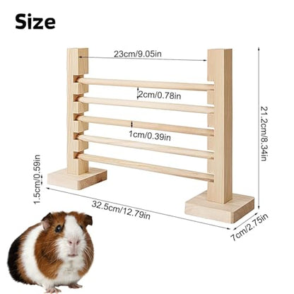 Guinea Pig Jump Bar Natural Wood Obstacle Game Activity Toys Set Adjustable Height Training Hurdles Exercise Small Animal Toys for Bunny Dwarf Rabbit Chinchilla (Wood)
