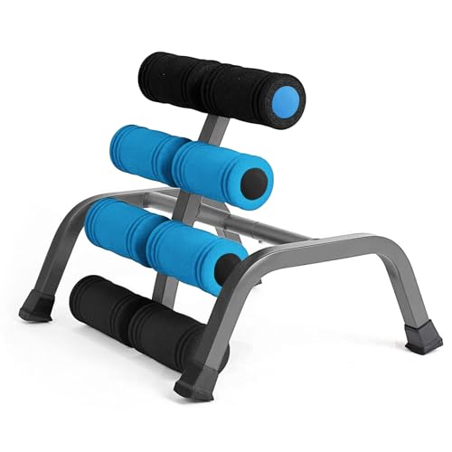 Foldable Back Extension Machine Home Gym Sit Up Machine for Glute & Ab Workouts Squat Machine for Home Gym Back Exercise for Lower Back Training with Resistance Bands - color: Blue
