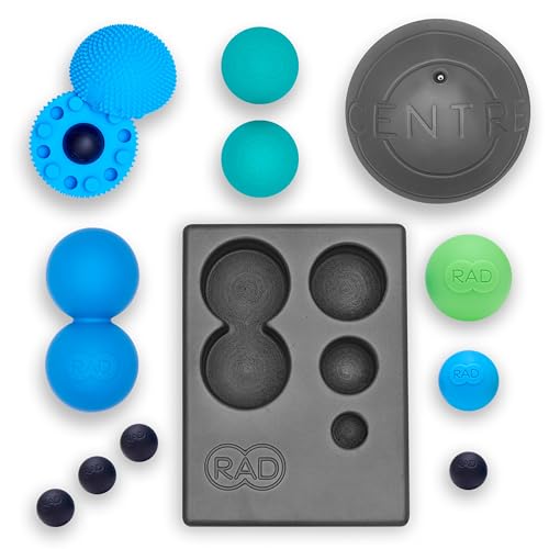 RAD Yoga Bundle for Myofascial Release, Muscle Recovery, & Relaxation – Includes Multi-Use Yoga Block, Neuro Ball Foot Roller, Peanut & Massage Balls in Multiple Sizes & Densities
