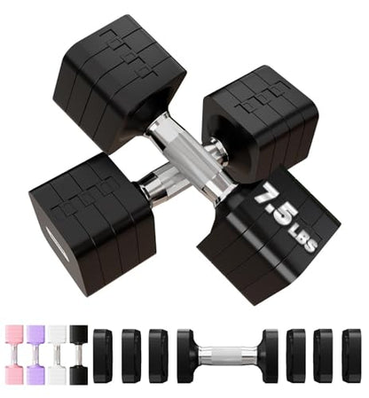 Adjustable Dumbbell Set for Women Men 7.5LB/10LB/15LB/20LB/25LB Each - color: Black, style: 7.5LB Each [15 LBS Total]