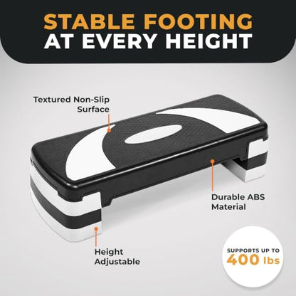 BalanceFrom 31-inch Aerobic Step Platform Trainer with 3 Adjustable Risers - color: White
