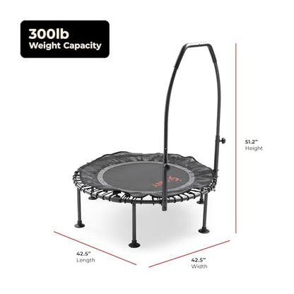 Sunny Health & Fitness 36”/40”/48” Bungee Exercise Trampoline for Adults with Adjustable Foam U-Shaped Handlebar – Home Indoor Cardio, Silent & Low Impact Bounce - size: 40" trampoline