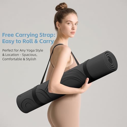 Large 76"x40"x0.4" Yoga Mat - Extra Width & Thick Non-Slip Exercise Mat, Versatile for Stretching, Yoga Studio, Gym, Home & Indoor/Outdoor Workouts
