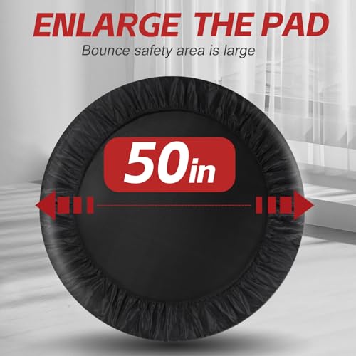 Rebounder Trampoline for Adults, 40"/50" Foldable Spring Fitness Trampoline - 450 lbs Capacity, Quiet & Stable Indoor/Outdoor Exercise Equipment for Cardio Workout - style: 50" WITH BAR